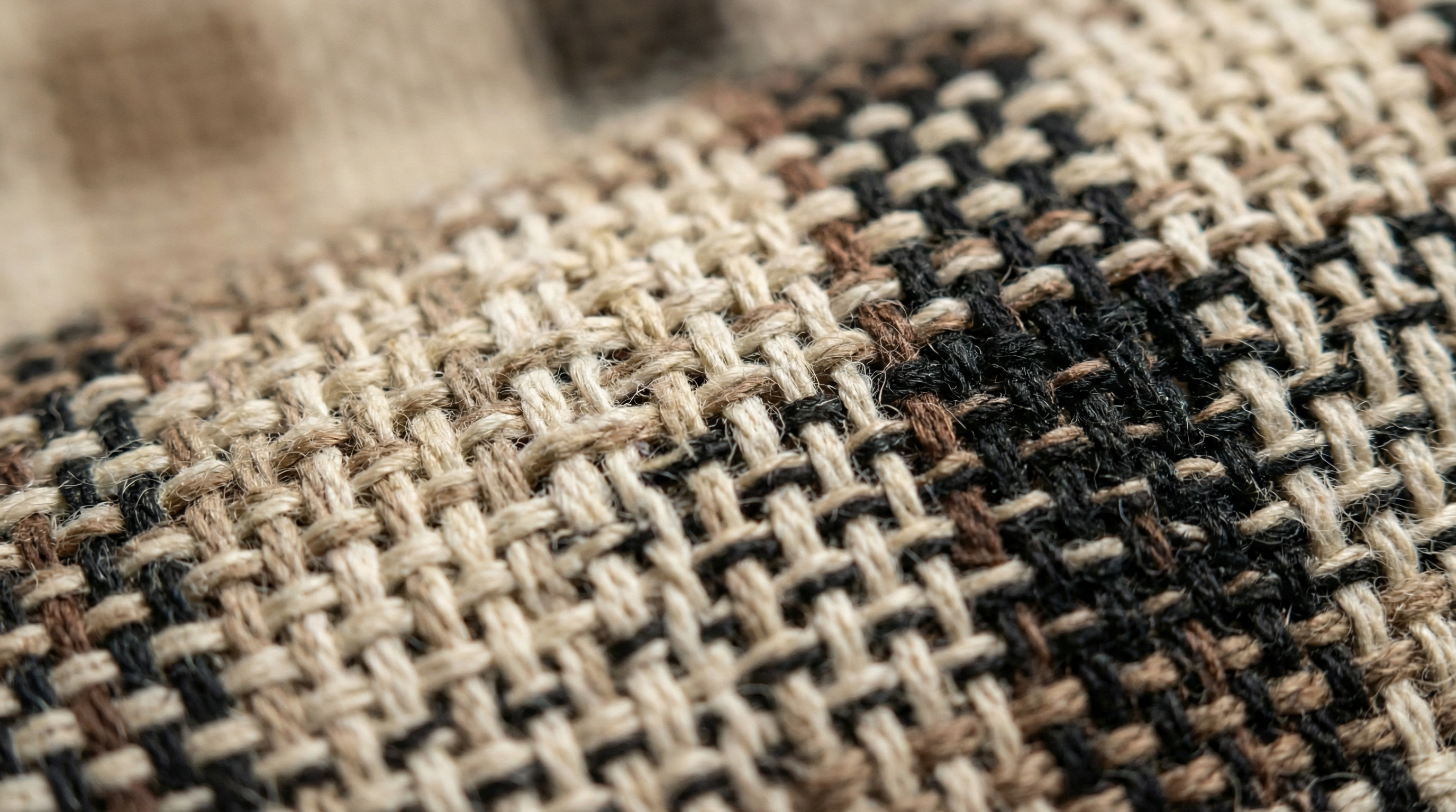 Close-up of jacquard weave showing crosshatch grid and textile construction